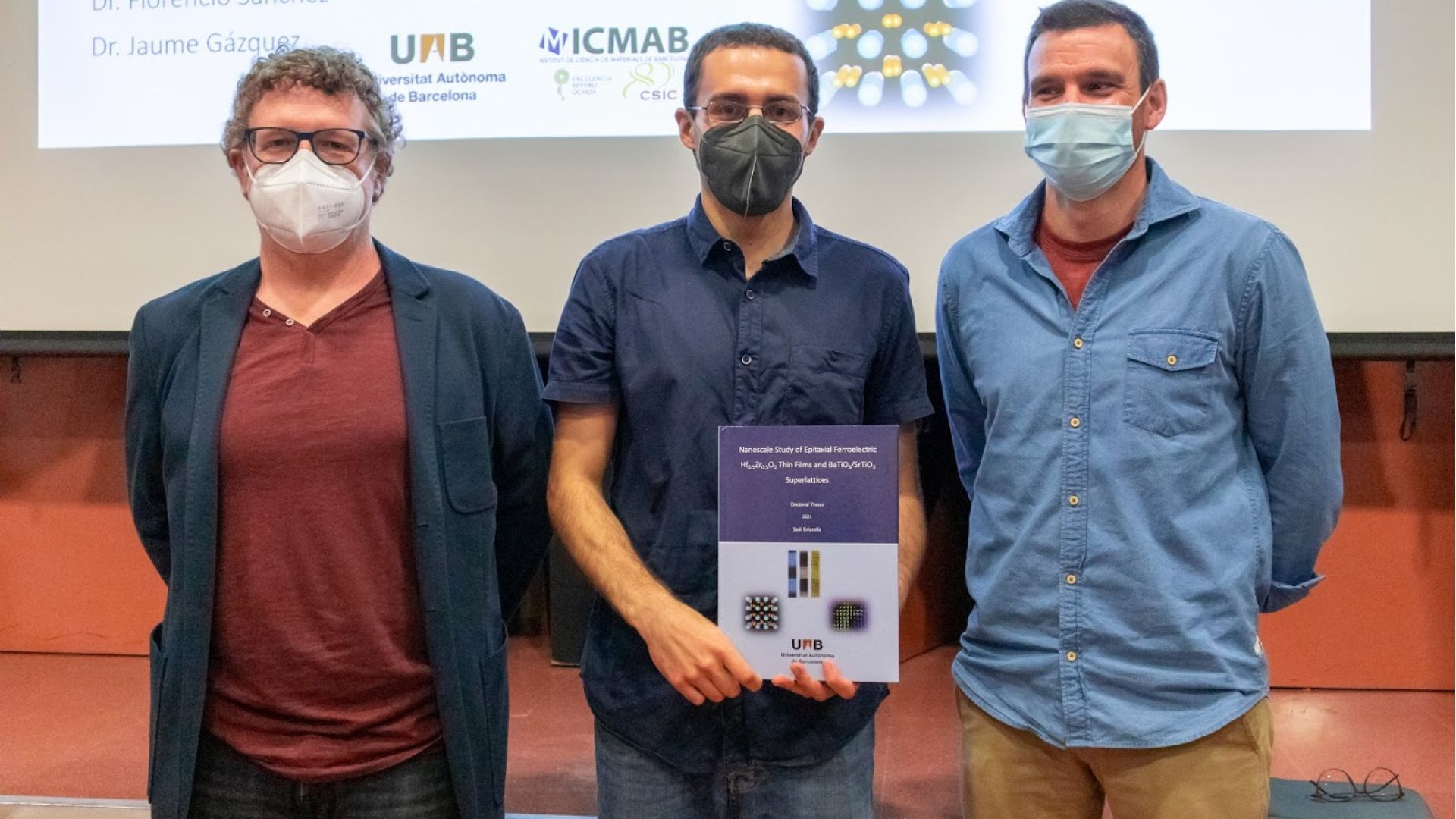Jaume Gázquez, Saúl Estandía and Florencio Sánchez at the PhD defense.