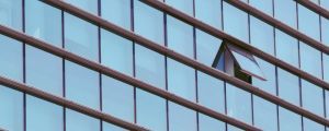 An open window in an office building