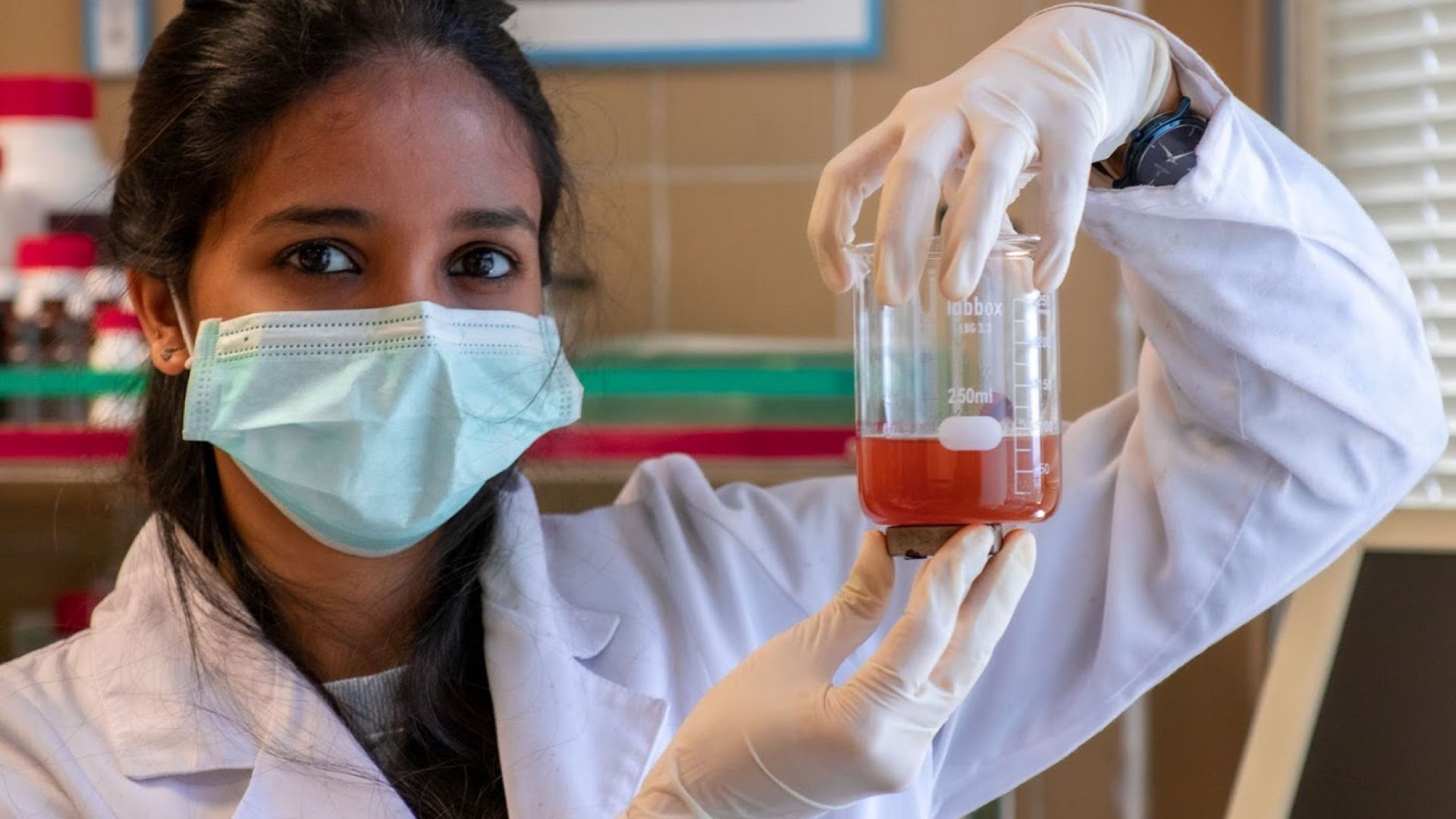 Jewel Ann Maria Xavier, ICMAB researcher, with the magnetic nanoparticles. | ICMAB-CSIC