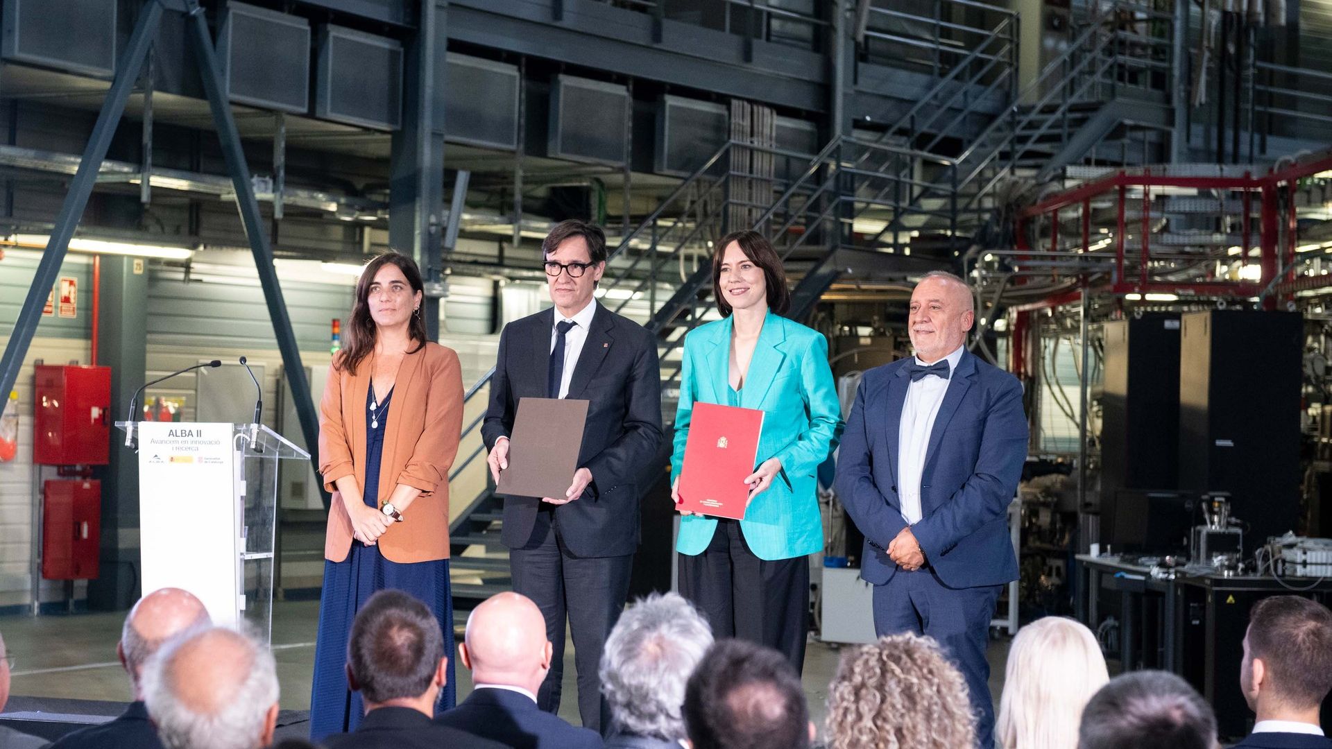 The President of the Generalitat de Catalunya, Salvador Illa; the Minister of Science, Innovation and Universities, Diana Morant; the Catalan Minister for Research and Universities, Núria Montserrat; the Secretary of State of Science, Innovation and Universities, Juan Cruz Cigudosa | ALBA