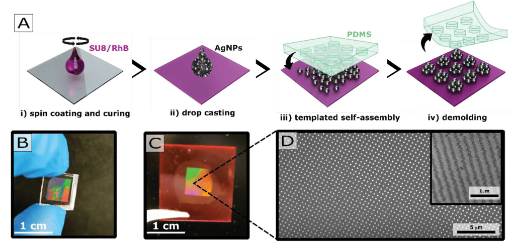 Colloidal Silver Nanoparticle Plasmonic Arrays for Versatile Lasing Architectures via Template-Assisted Self-Assembly