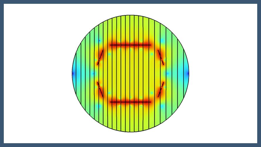 Electromagnetic simulations for the design of a superconducting REBa2Cu3O7-x-Cu coated beam screen for the CERN future circular hadron collider